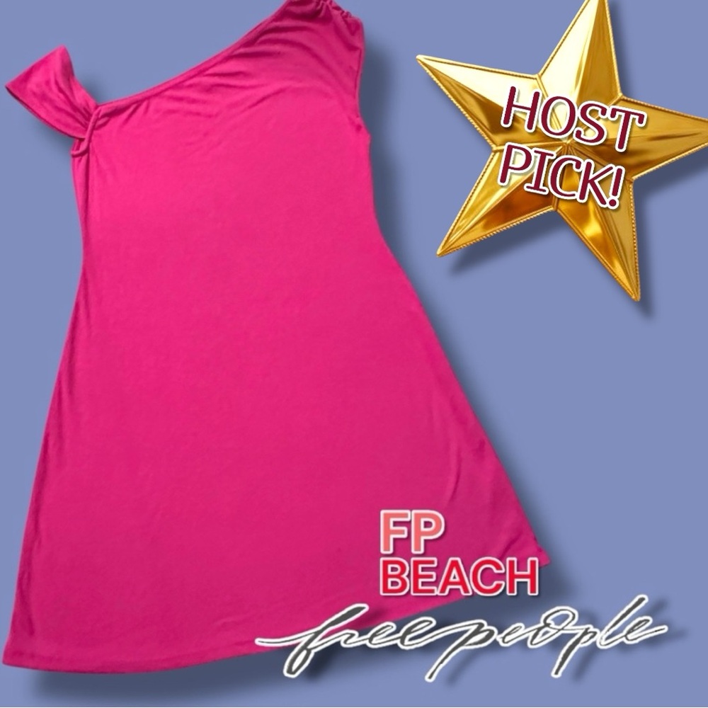 ⭐️HP⭐️NWOT FP BEACH By Free People Hot Pink Coverup Dress. Size Large 🌴